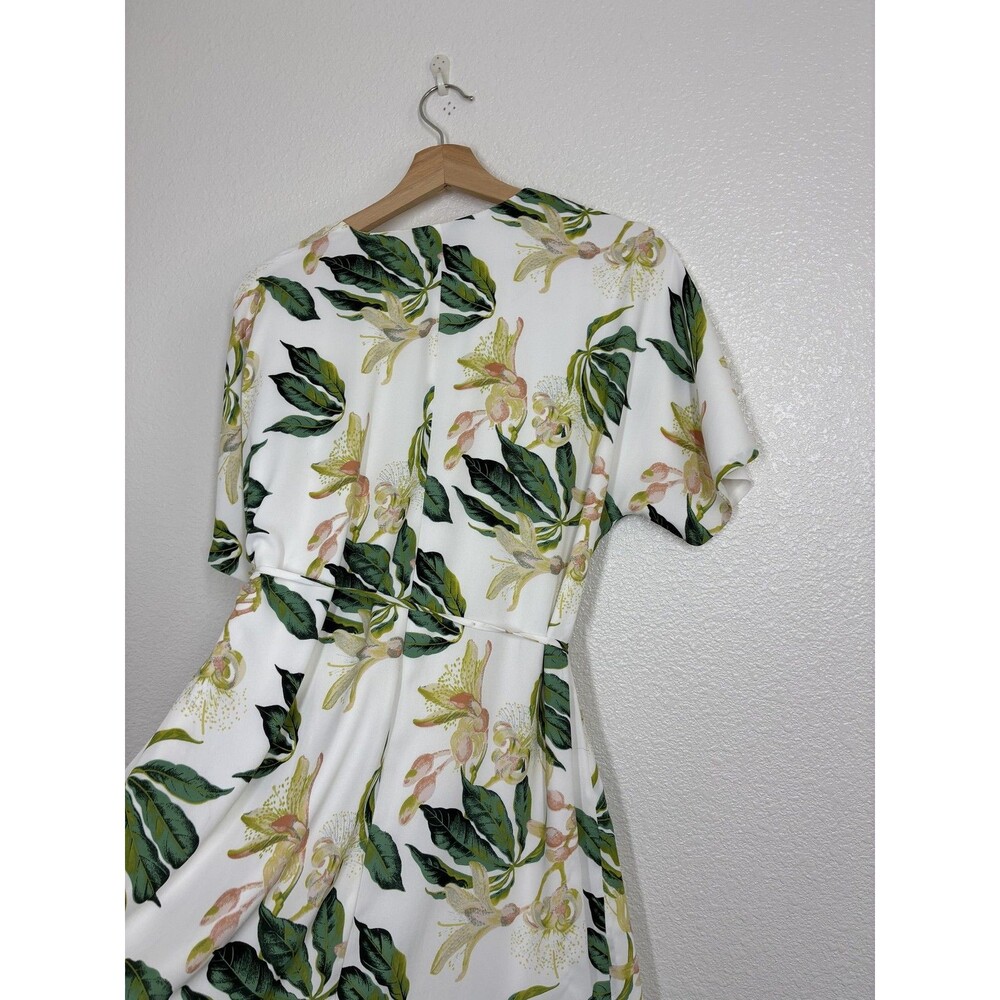 Aritzia Babaton Wallace Wrap Dress Womens Large Cream Floral Sundress - Picture 15 of 16